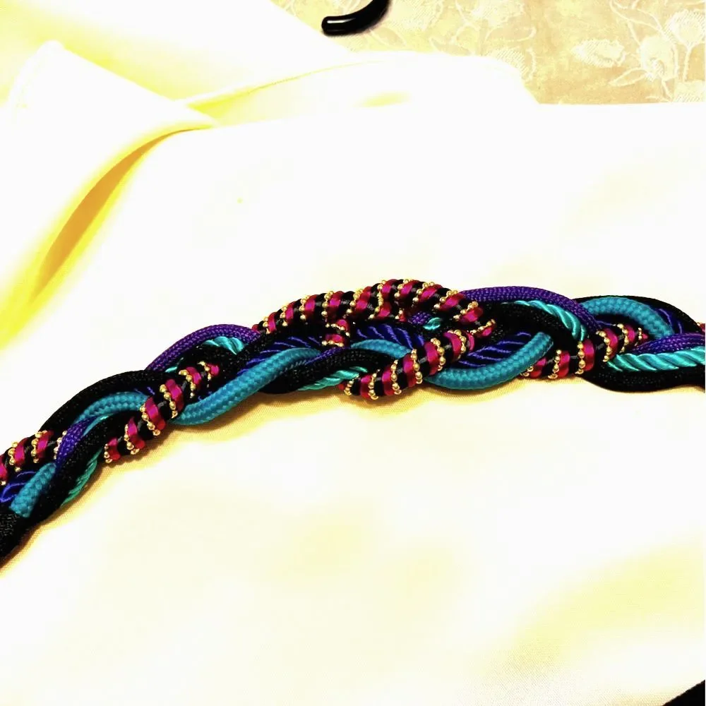 Vintage 1980s vivid multicolor women’s braided belt. OS
